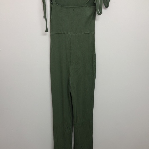Urban Outfitters Erin Ribbed Tie Shoulder Jumpsuit Green Small - Picture 6 of 9